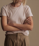 Thumbnail for video: Model wearing Cotton Slim Tee in Blush.