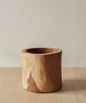 The Ranch Planter, crafted from natural Suar wood with a hollow center, sits on a light wood floor against a pale wall, adding rustic charm to any room.